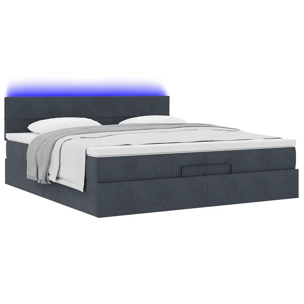 Struttura Letto Pouf con Materassi 200x200 cm Velluto