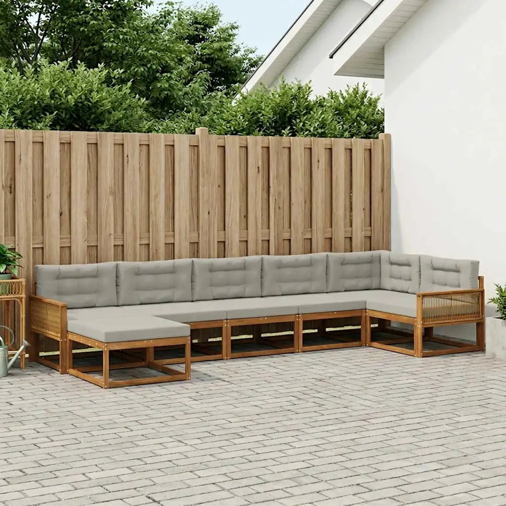 Set di divani da esterno 7 pcs Naturale e Grigio Chiaro 3382749