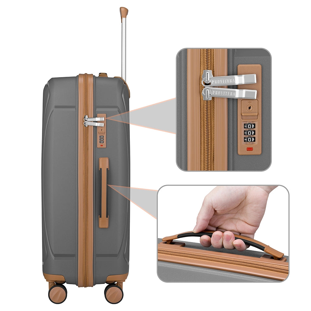 Set 3 Valigie Rigide ABS 90 59 38 Litri con Ruote Easy Roll e Lucchetto Grigio