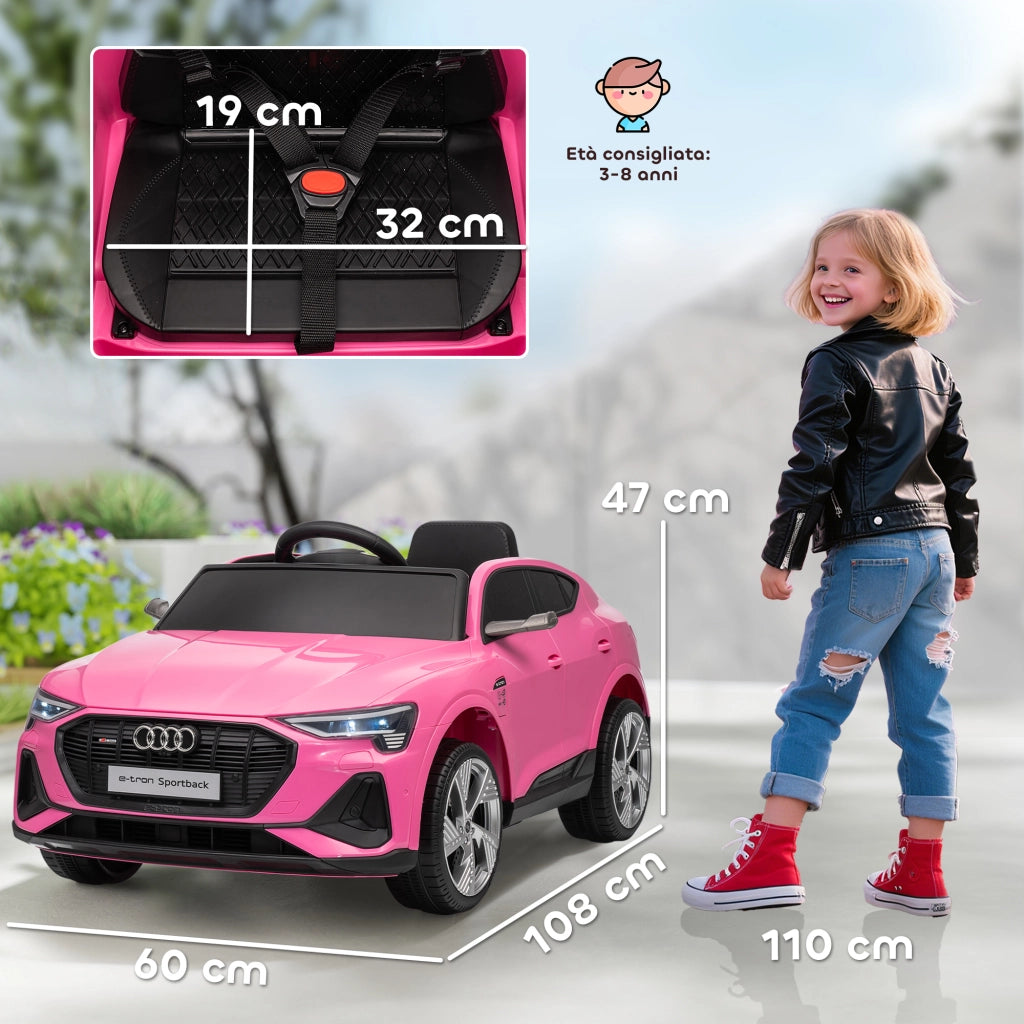 Macchina Elettrica per Bambini 12V con Telecomando Luci e Musica Rosa