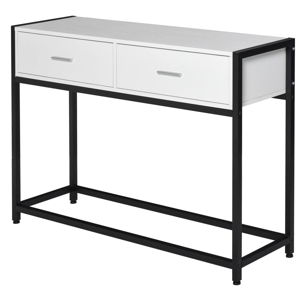 Consolle con 2 Cassetti e Gambe Regolabili ¨C Minimal ¨C Bianco e Nero 120x34x81 cm