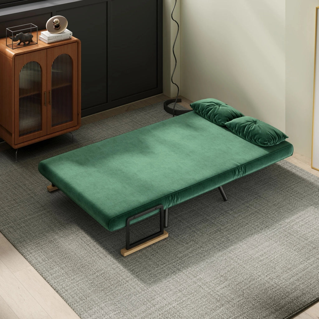 Divano letto 2 posti con schienale regolabile e 2 cuscini ¨C zephmum ¨C verde 102x73x81 cm