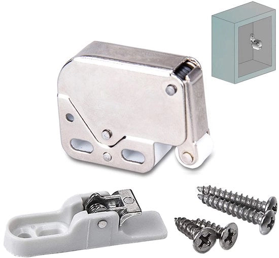 Pacco di 15 Catture automatiche per flap in acciaio inossidabile per porte di cassetti a molla.