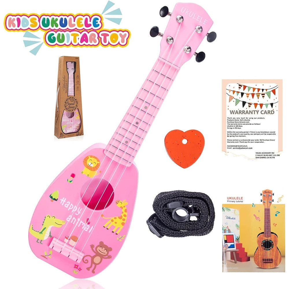 Trade Shop - Chitarra Ukulele Con 4 Corde Giocattolo In Plastica Da 44 Cm Per Bambini Q-gu05 -