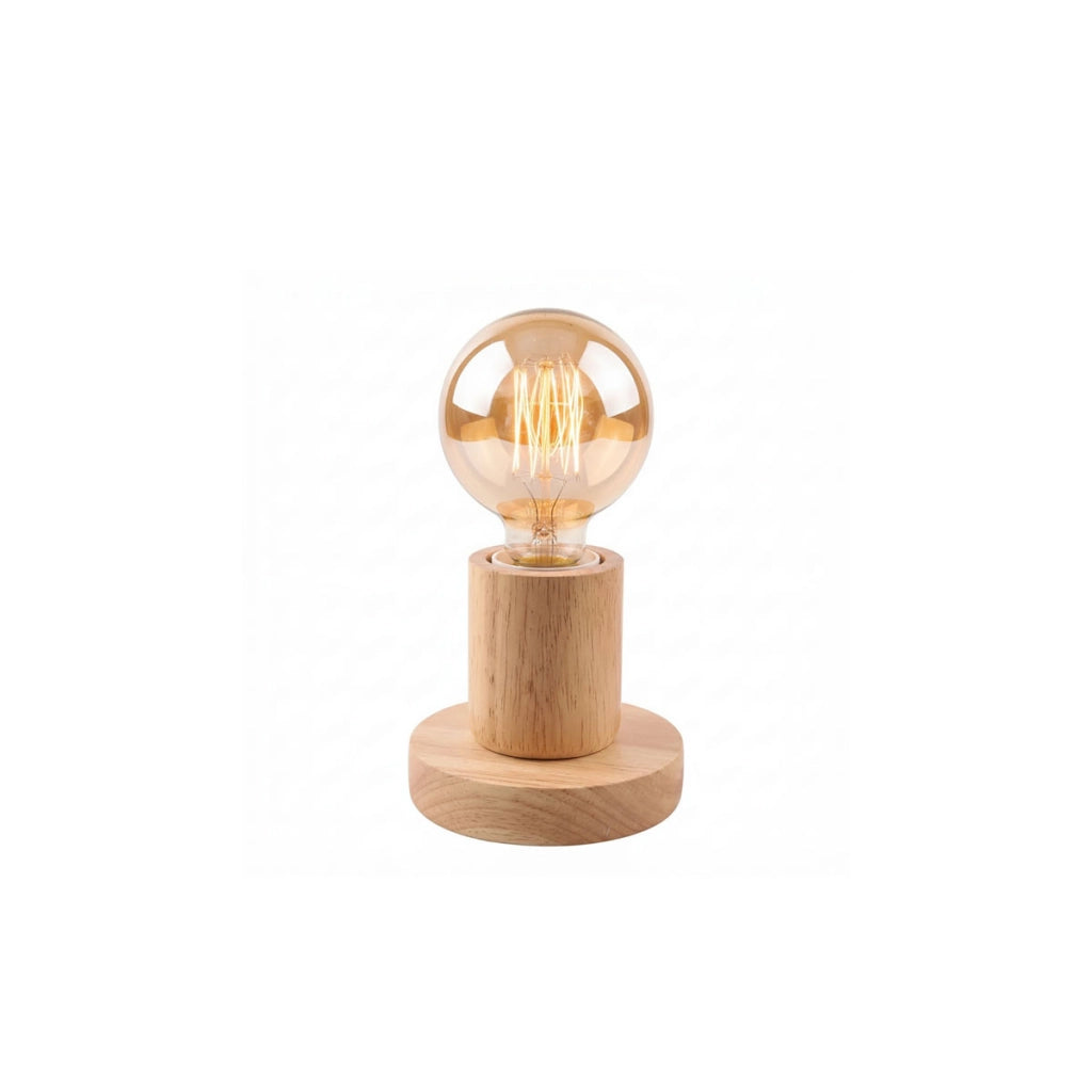 LAMPADA DA TAVOLO LEGNO E27 BASE CILINDRICA DESIGN MINIMAL MODERNO TD-324