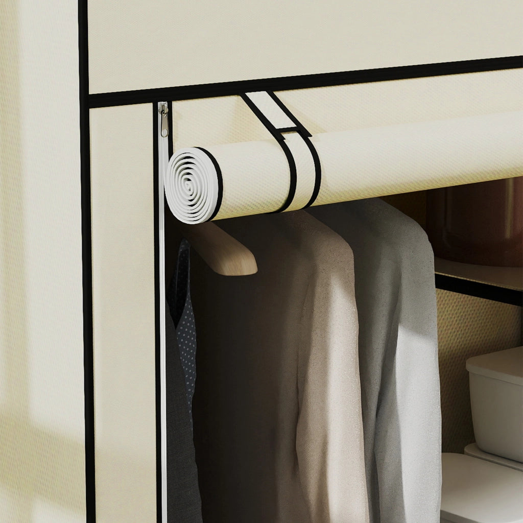Armadio in Tessuto con Ripiani e Appendiabiti ¨C Zephmum ¨C Beige