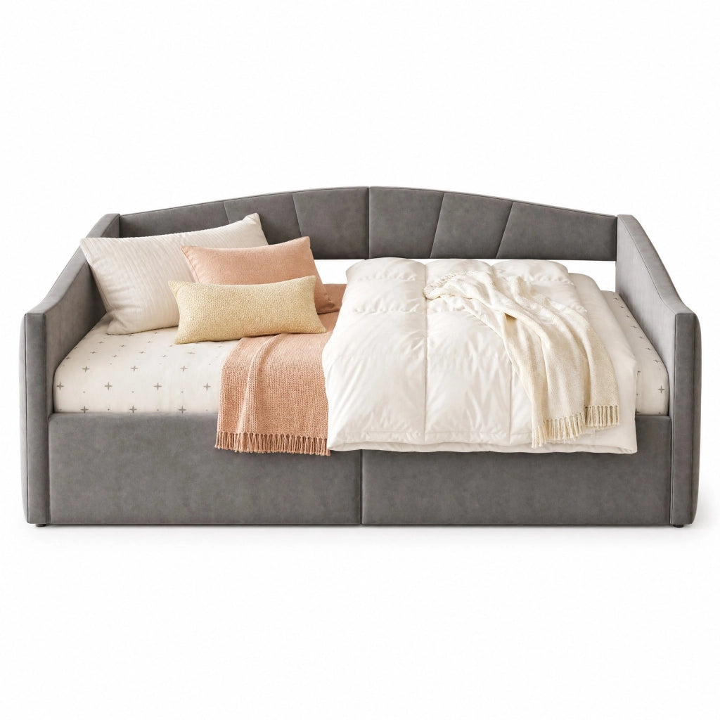 Letto imbottito 140x200 cm con contenitore idraulico e rete a doghe