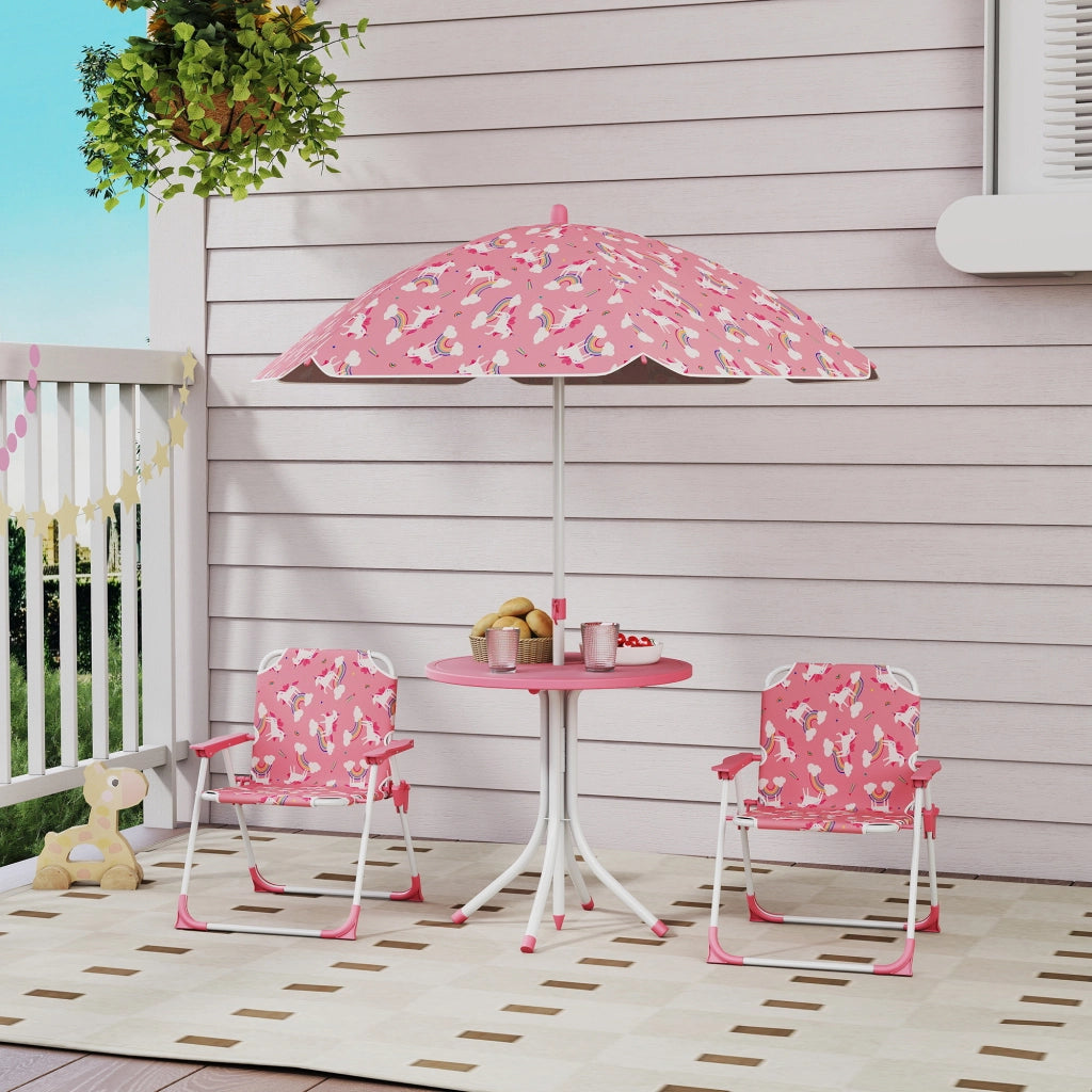 Set Tavolo e Sedie per Bambini con Ombrellone ¨C Minimal ¨C Rosa