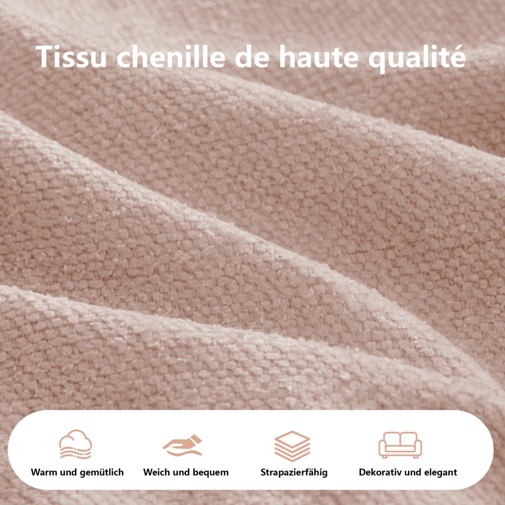 Divano Chaise Longue Doppio in Chenille con Cuscini ¨C MINIMAL ¨C Rosa