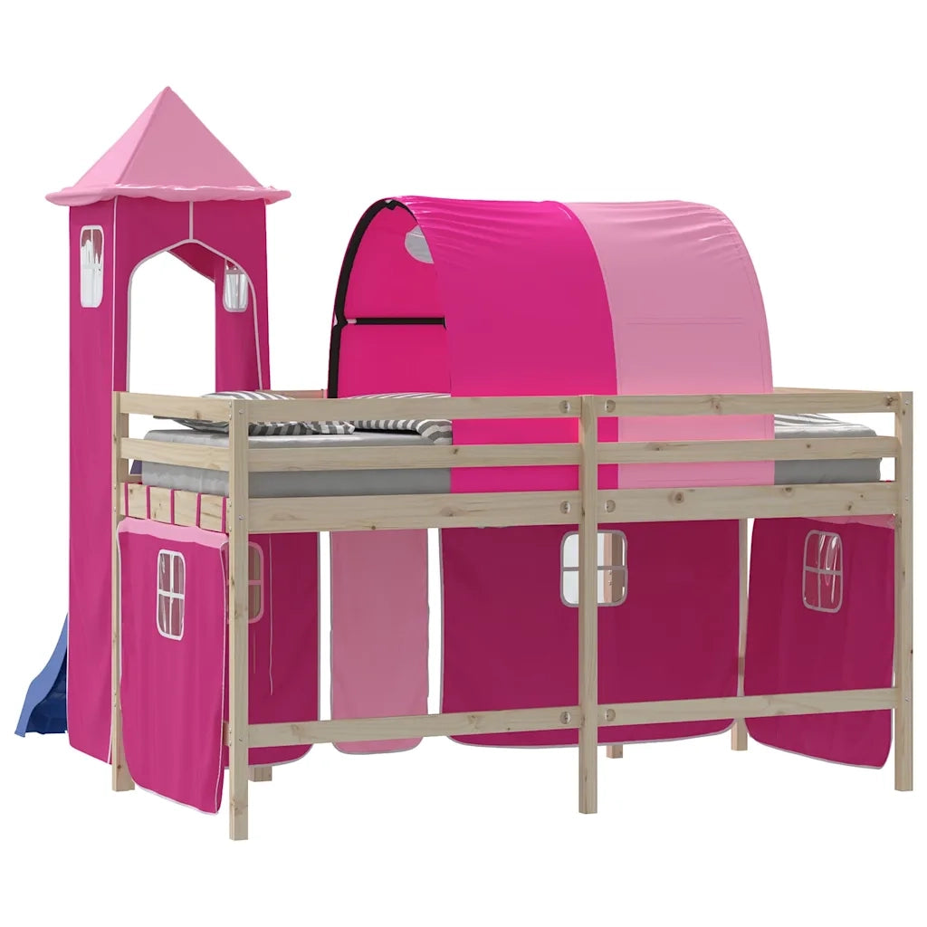 Tende per Letto a Soppalco con Tunnel e Torre Rosa 835921