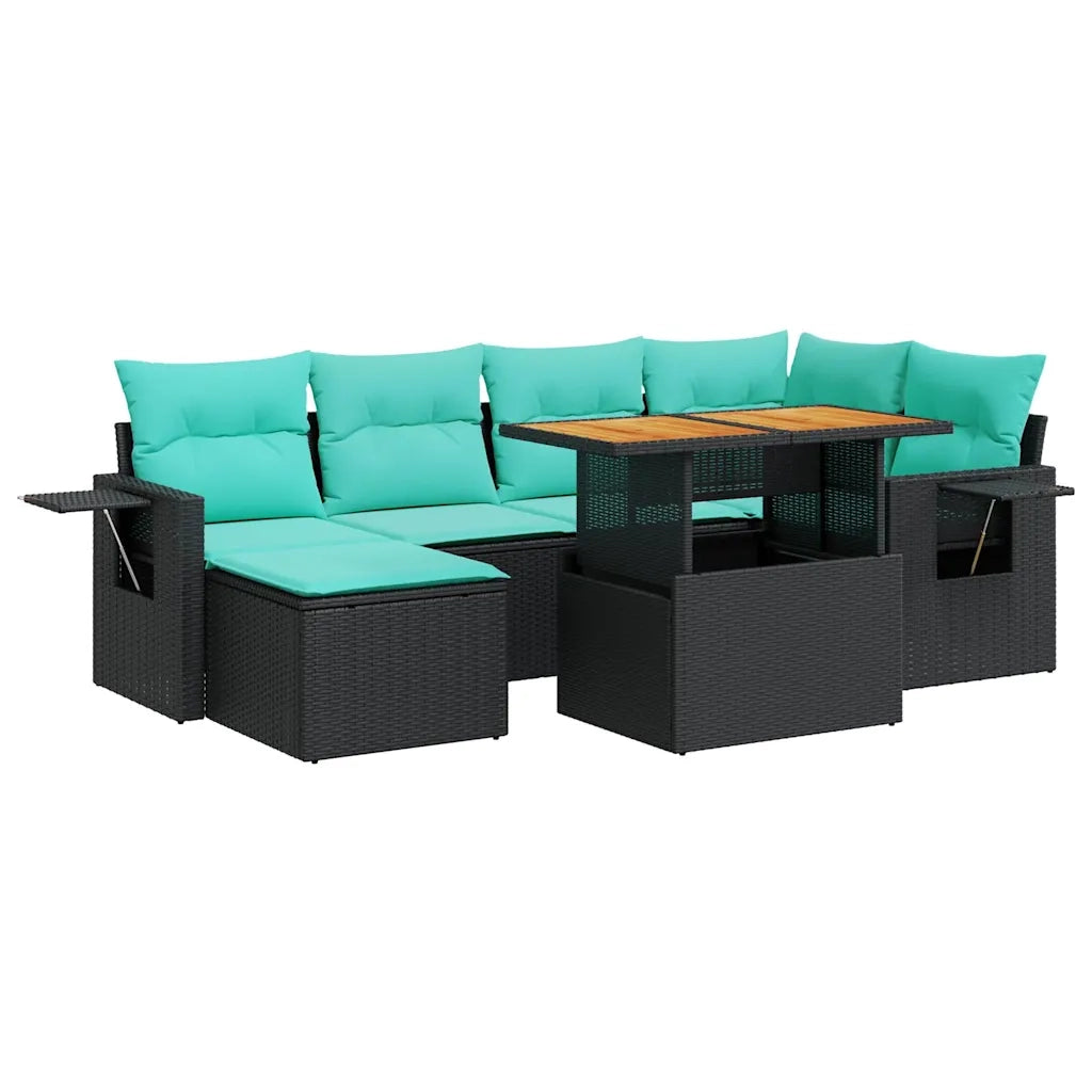 Set Divani da Giardino con Cuscini 7pz Nero Polyrattan 3327172