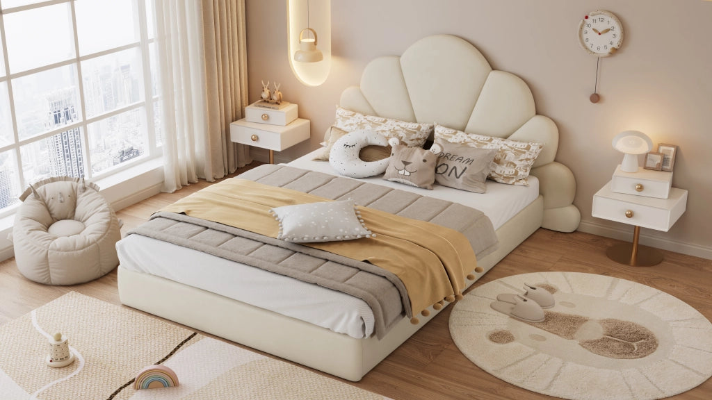 letto imbottito velluto beige 140x200 cm