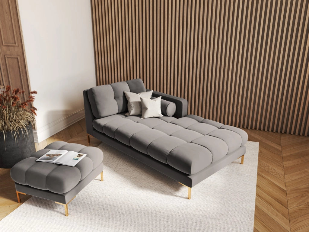 Cosmopolitan Design - Pouf "Bali" in velluto grigio chiaro 