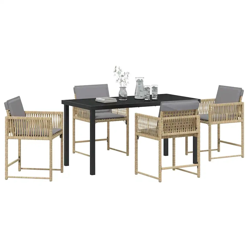 Set da Pranzo per Giardino 5 pcs Beige polyrattan 3380766