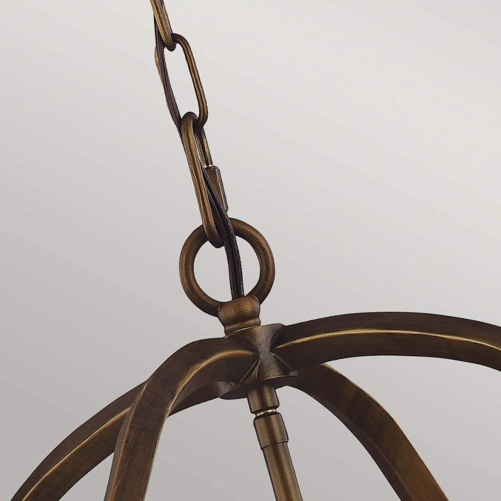 Lampadario Yarmouth rustico ottone anticato 6xE14 Feiss