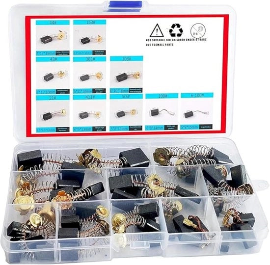 Set di spazzole per motori elettrici - 10 misure - 30 pezzi