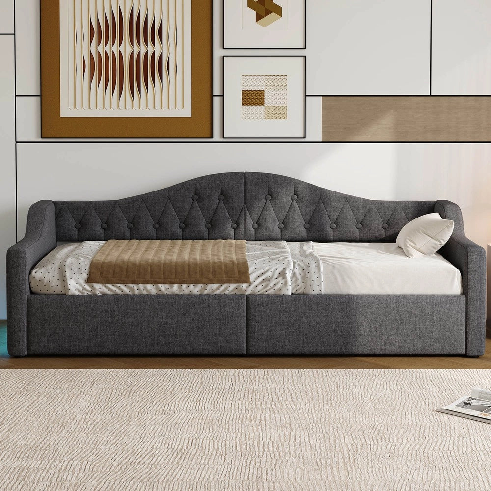 Struttura letto contenitore imbottito con LED ¨C MINIMAL ¨C Grigio, 90x200