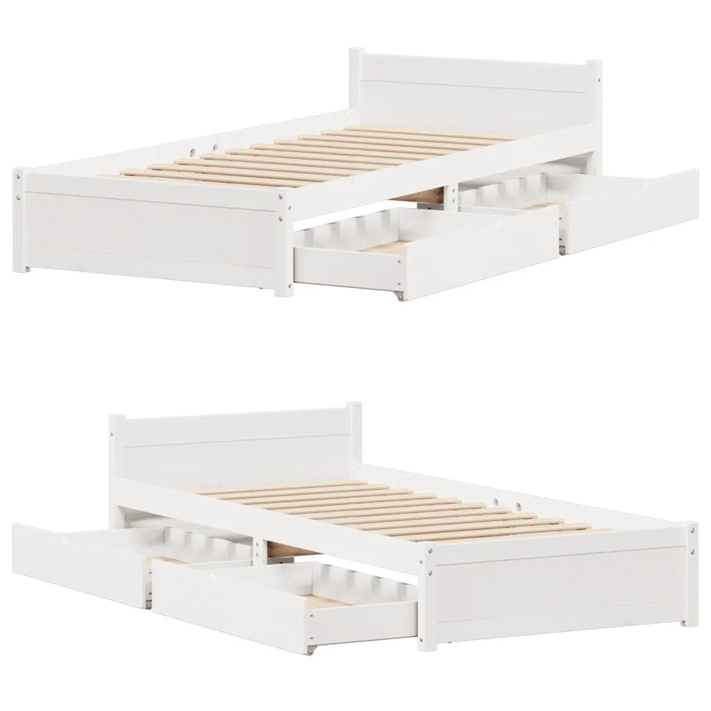 Letto singolo | Letto per adulti | Letto senza Materasso Bianco 90x190 cm in Legno Massello Pino