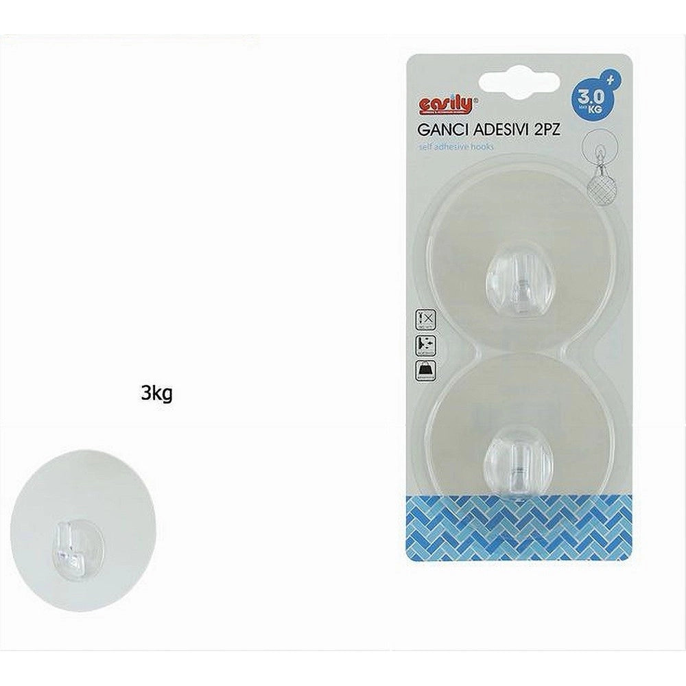 Trade Shop - Set 2pz Ganci Appendini Autoadesivi A Parete Casa Cucina Bagno Trasparente 87757 -