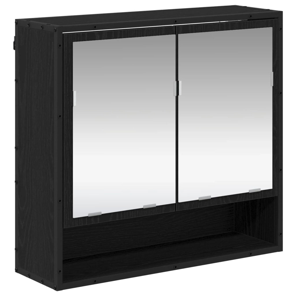 Set di mobili per il bagno 2 pcs Rovere Nero Legno multistrato