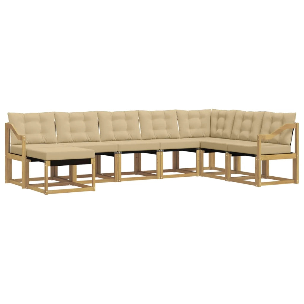 Set di divani da esterno con cuscino 8 pcs Bianco e Beige 3389775