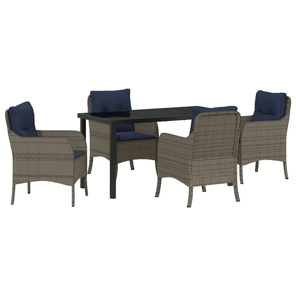 Set da Pranzo per Giardino con cuscino 5 pcs Grigio polyrattan 3380192