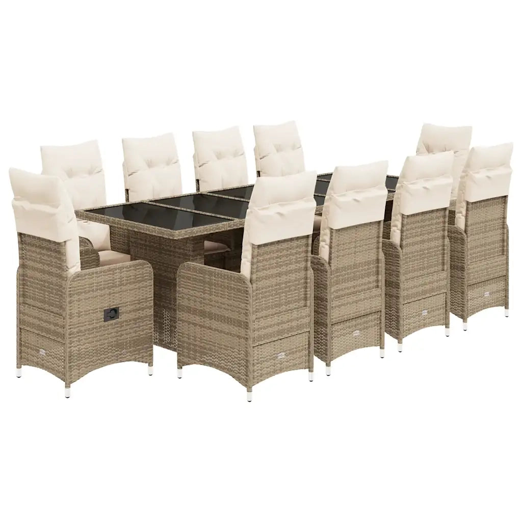 Set Bistrò da Giardino 11 pz con Cuscini in Polyrattan Beige 3277300