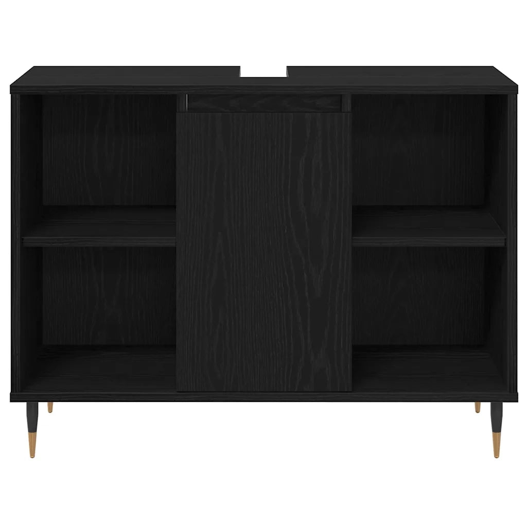 Set di mobili per il bagno 3 pcs Rovere Nero Legno multistrato