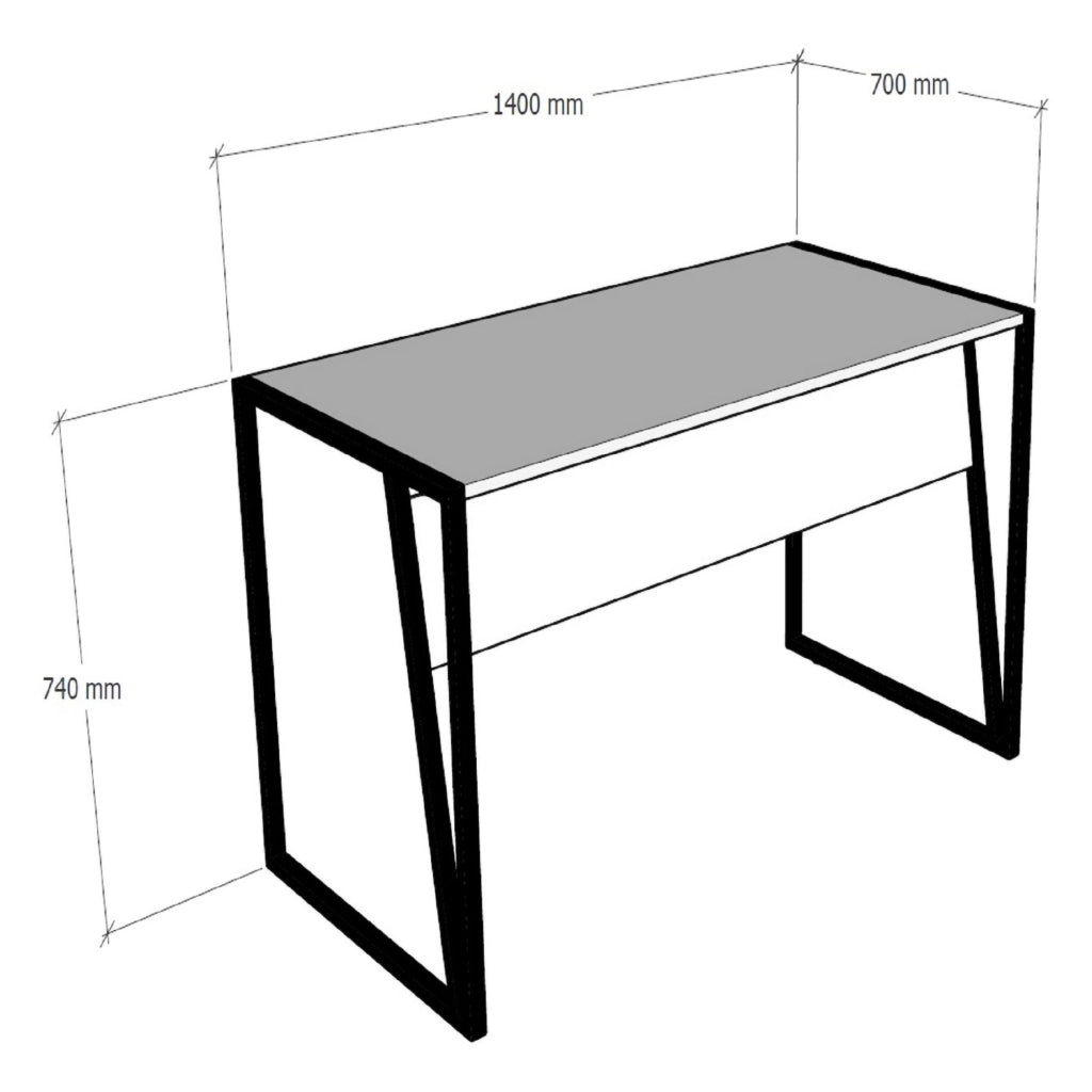 Frascati, Scrivania un Ripiano, 140x70x74h cm Marrone Noce