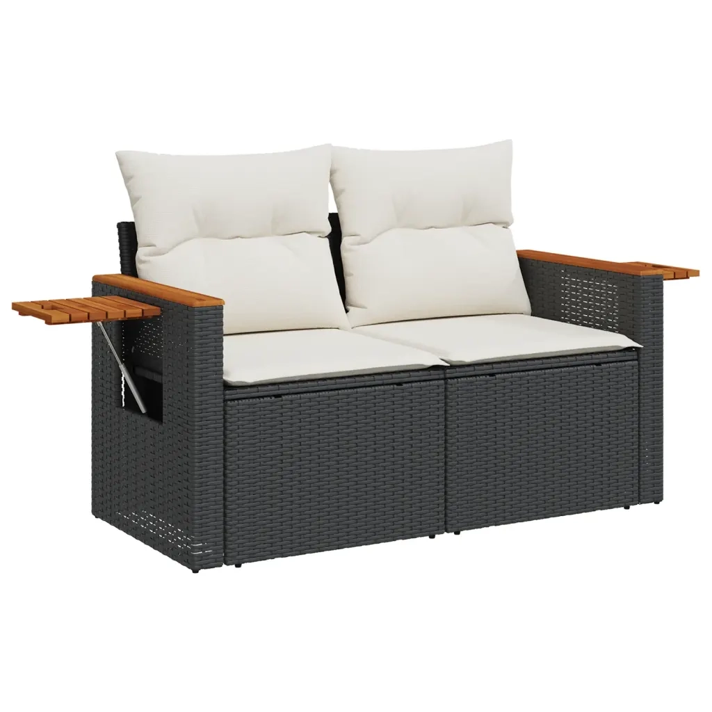 Set Divani da Giardino con Cuscini 7pz Nero Polyrattan 3226833