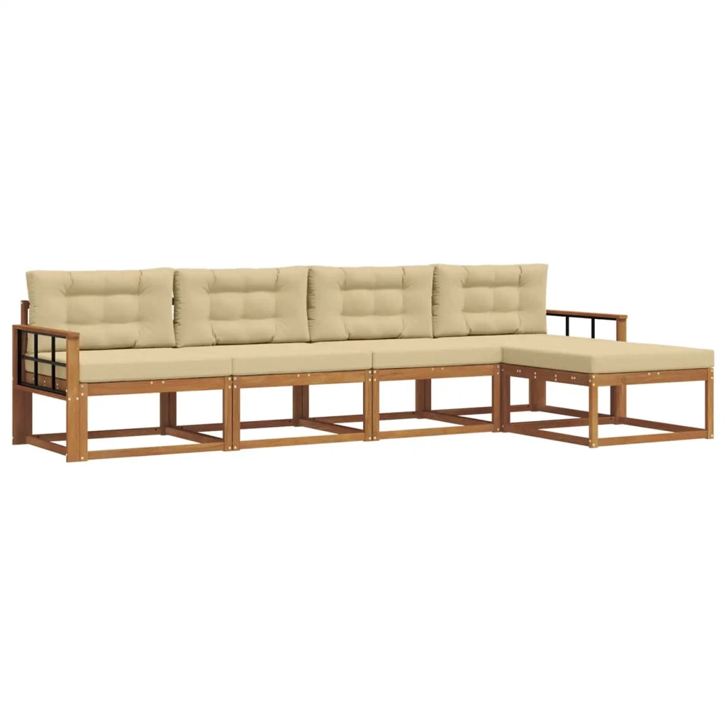 Set di divani da esterno con cuscino 5 pcs Naturale e Beige 3367451