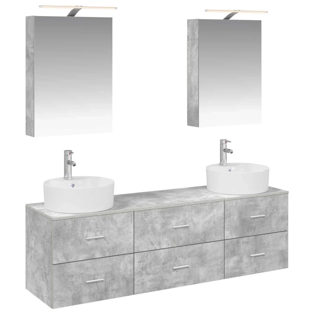 Set di mobili per il bagno 5 pz Grigio Cemento 3406874