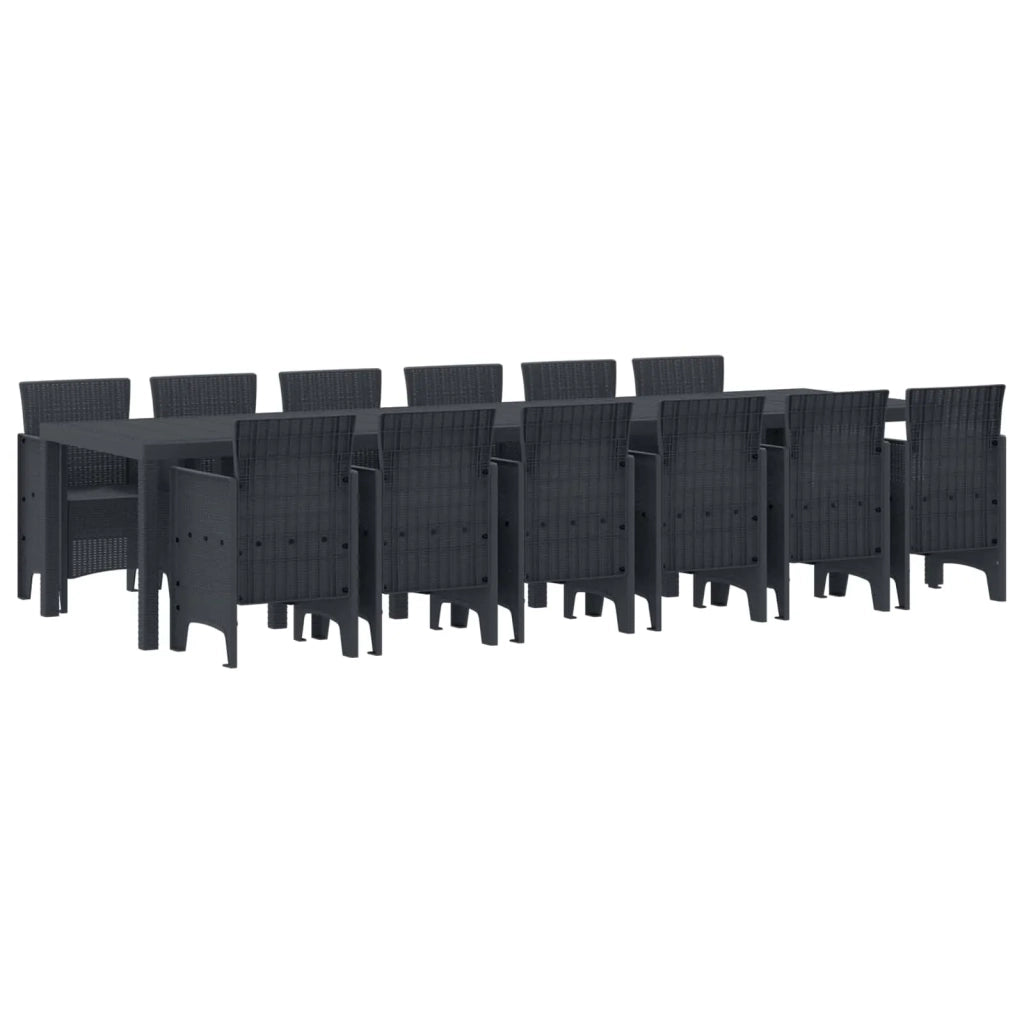 Set da Pranzo per Giardino 13 pcs Antracite Rattan Polt