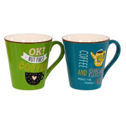 Set 2 Mug Funny Coffee 340 cc Verde e Blu
