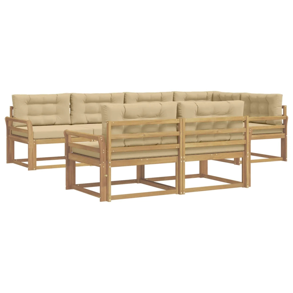 Set di divani da esterno 6 pz Bianco e Beige Poliestere 3386587