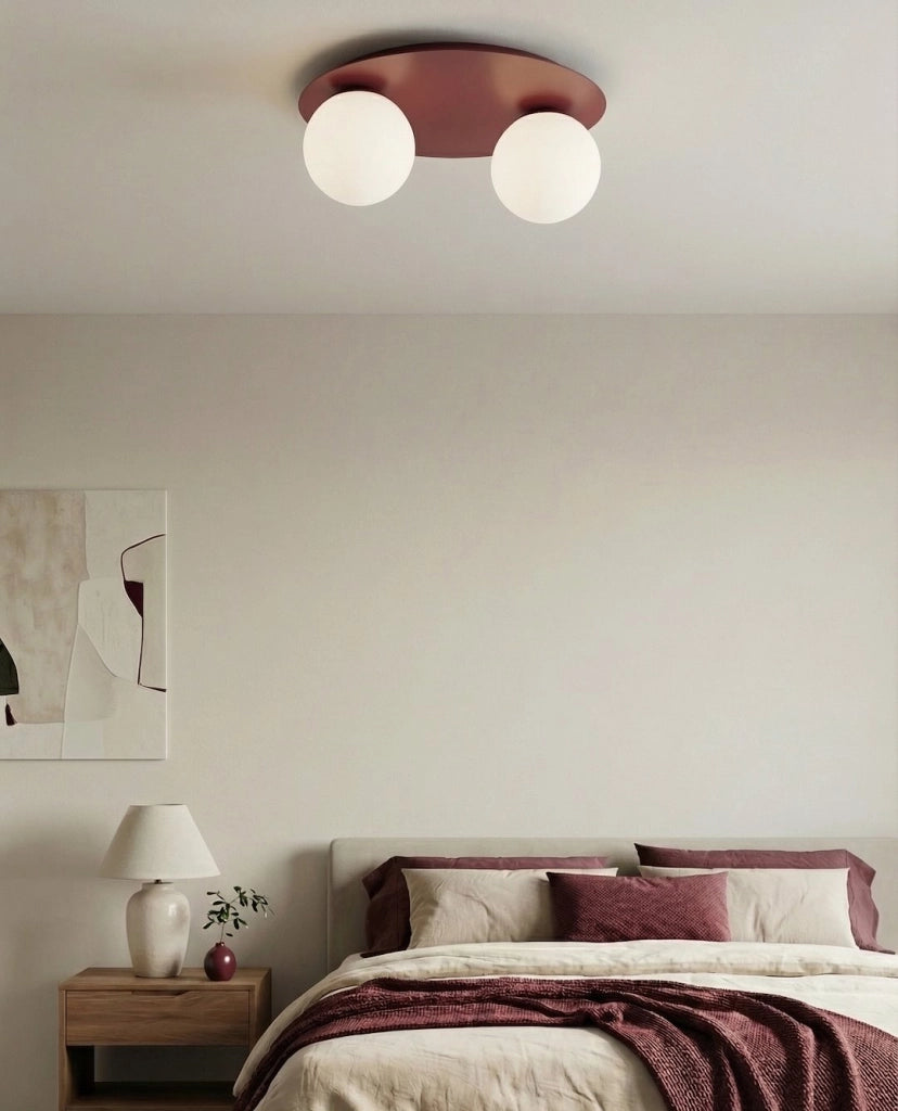 Plafoniera SOLAR 2xE14 vetro bordeaux bianco Emibig