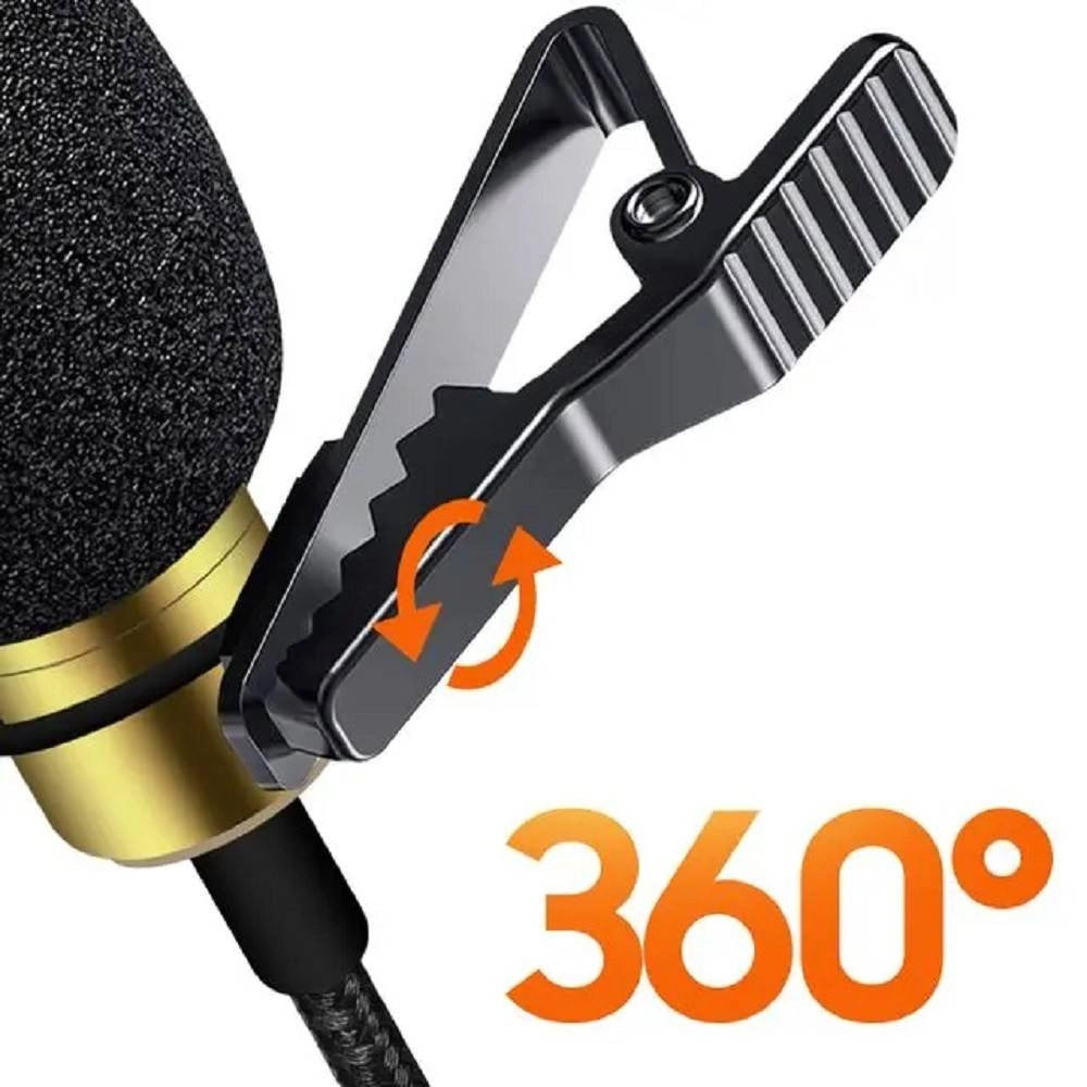 Trade Shop - Microfono Lavalier Usb-c Suono Omnidirezionale A 360° Con Cavo 3 Metri Tpc3540m -