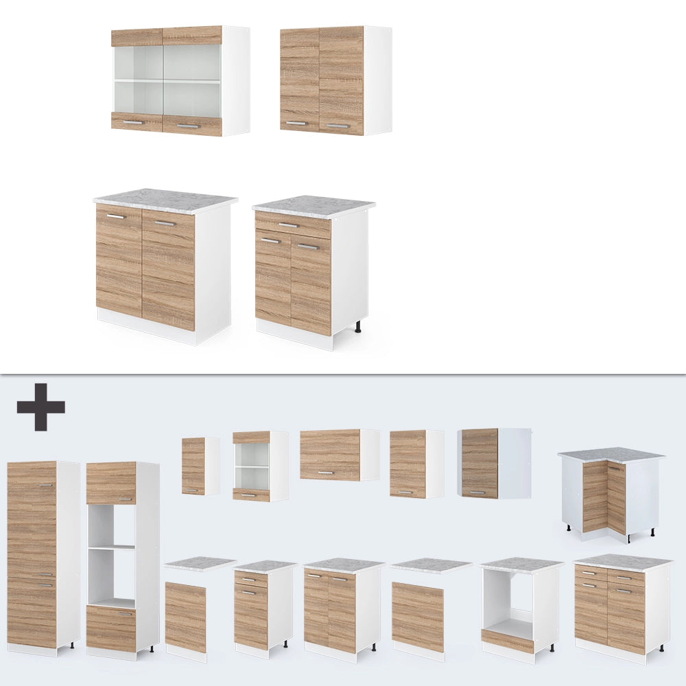 Vicco Cucina monoblocco Sonoma 140 cm , PL Marmo
