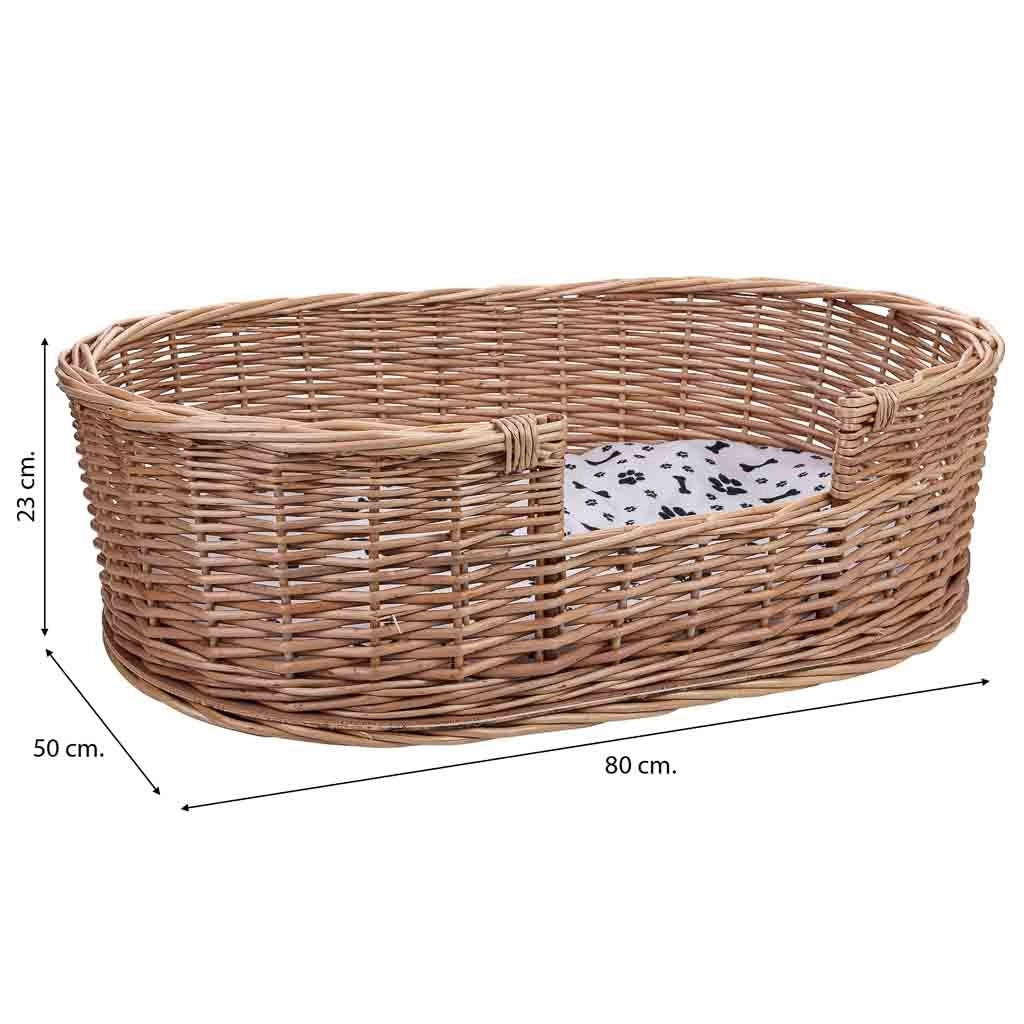 Cuccia in vimini per animali 80x50x15/23h cm