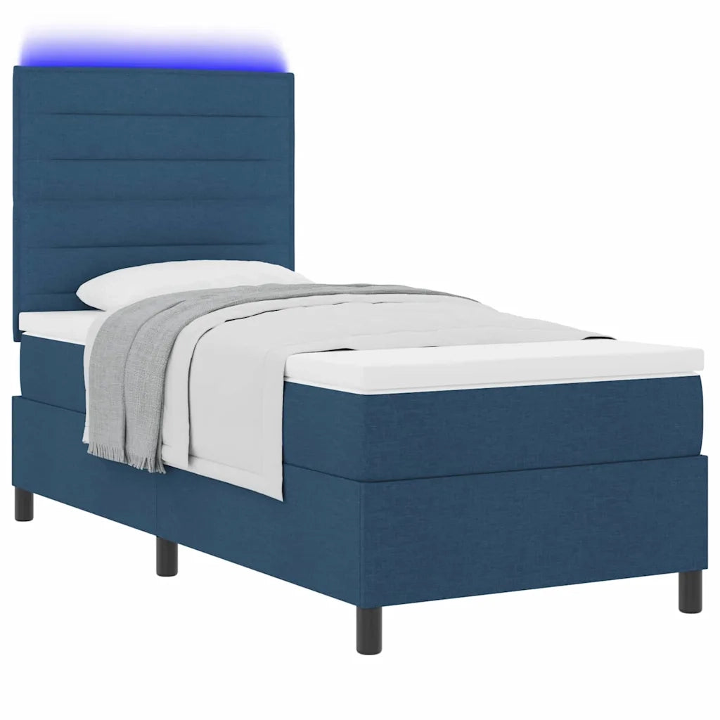Letto a molle con materasso con led Blu 90 x 200 cm Tessuto