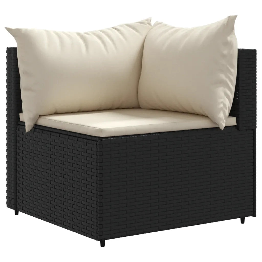 Set Divani da Giardino 5 pz con Cuscini Nero in Polyrattan