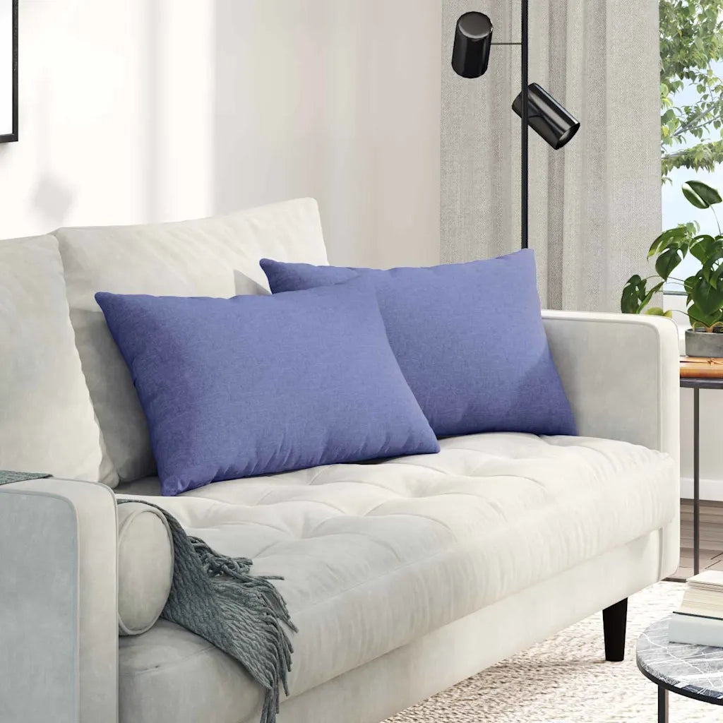 Cuscini da Divano 2 pz | Cuscini per sedie Blu jeans 60 x 40 cm Tessuto