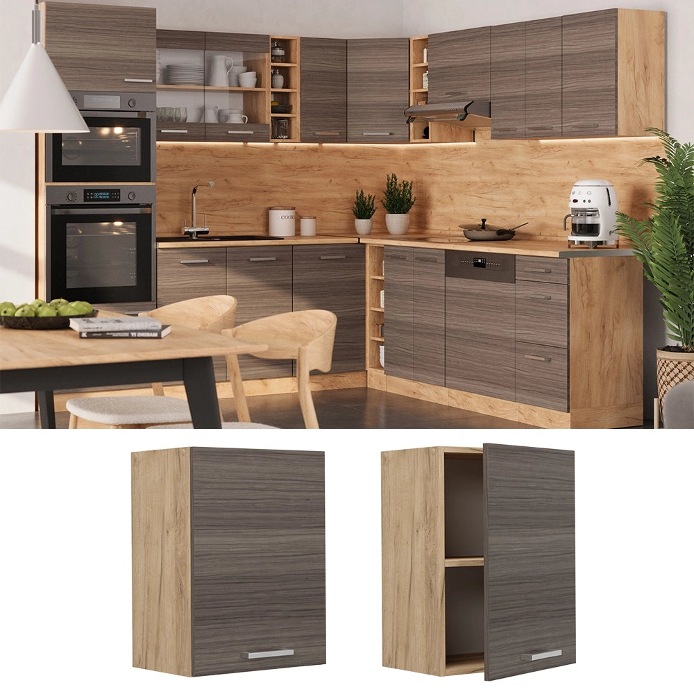 Pensile da cucina R-Line Grigio nobile/Rovere dorato 45 cm Vicco