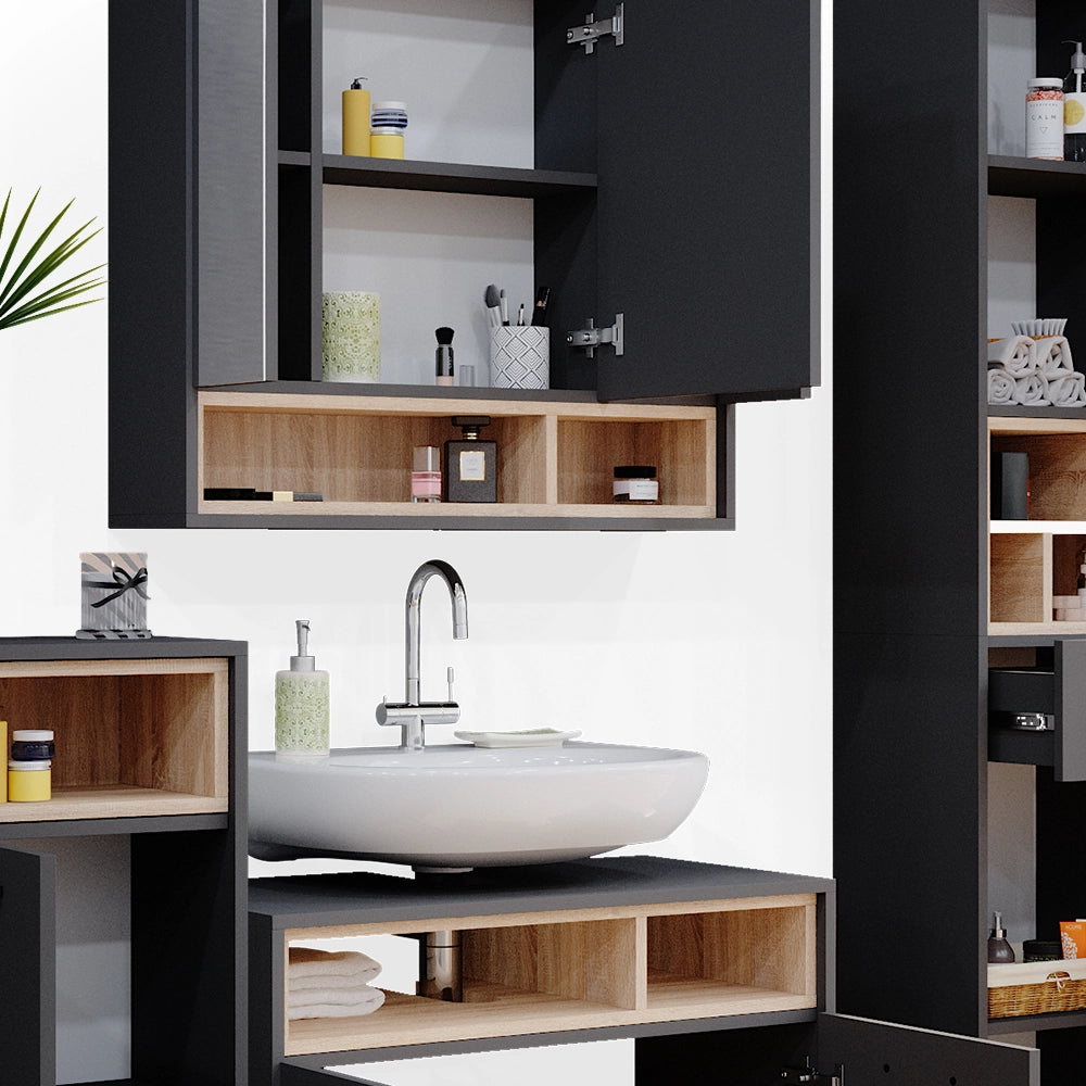Vicco Set mobili bagno Antracite 4 parti