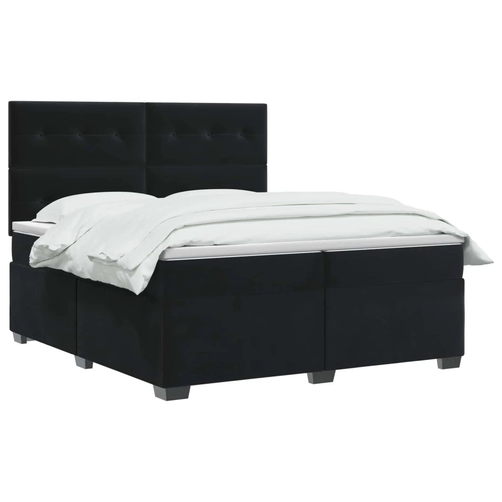 Letto box spring con materasso Nero 200 x 200 cm Velluto 3455176