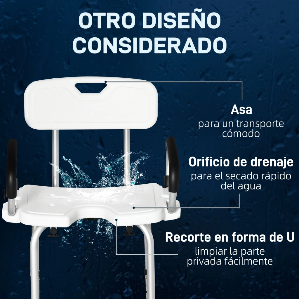 Sgabello da doccia antiscivolo regolabile con braccioli ¨C Minimal ¨C Grigio