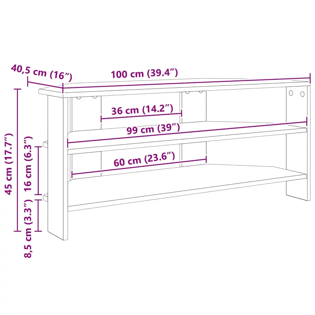 MobileTV | Armadietto TV | Mobile Porta TVAngolare Rovere artigianale 102x40,5x45cm