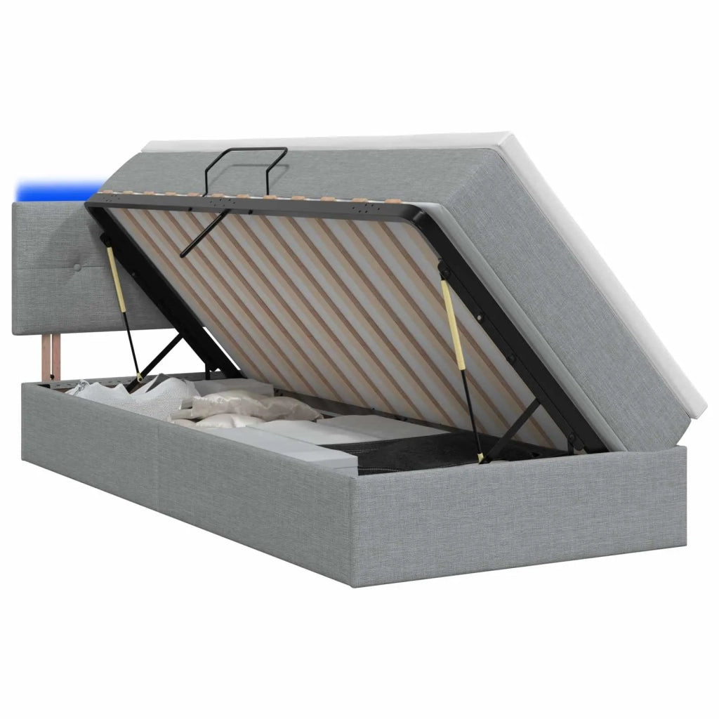 Letto con contenitore LED e materasso Grigio Chiaro 3459042
