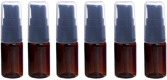 Set di flaconi riutilizzabili 10ml - Confezione da 6 - Materiale PET - colore marrone - Flaconi da viaggio - Set di viaggio