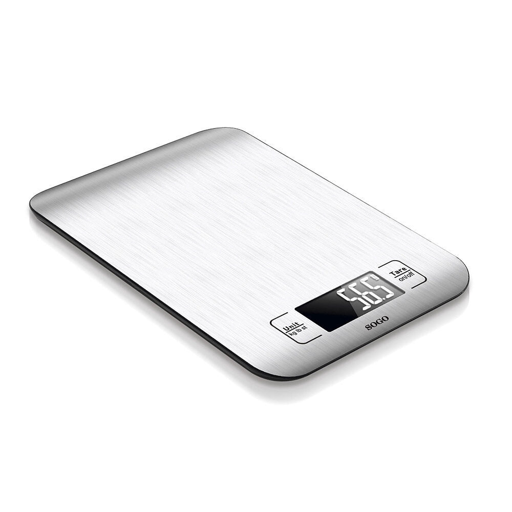 Bilancia da cucina digitale acciaio inox, display LED retroilluminato, 5kg, funzioni zero e tara - SOGO